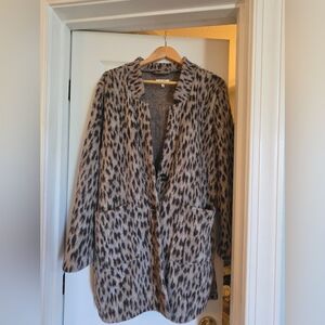 Maurices Leopard Print Teddy Coatigan in Tan and Black